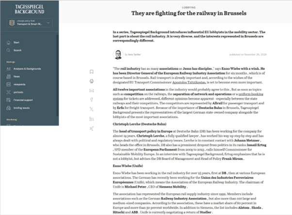 They are fighting for the railway in Brussels (Tagesspiegel)